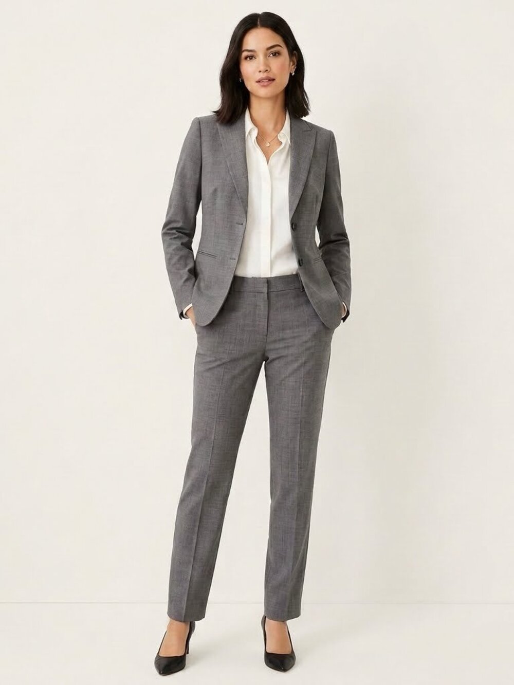 Ann Taylor LOFT | Gray Wool Blazer Jacket Office Career Quiet Luxury Work 6